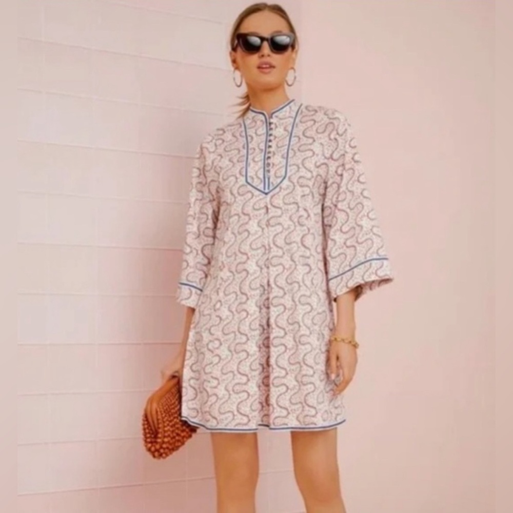 NWT Tuckernuck Indre Bell Sleeve Mini Dress in Firecracker Boho Swirl